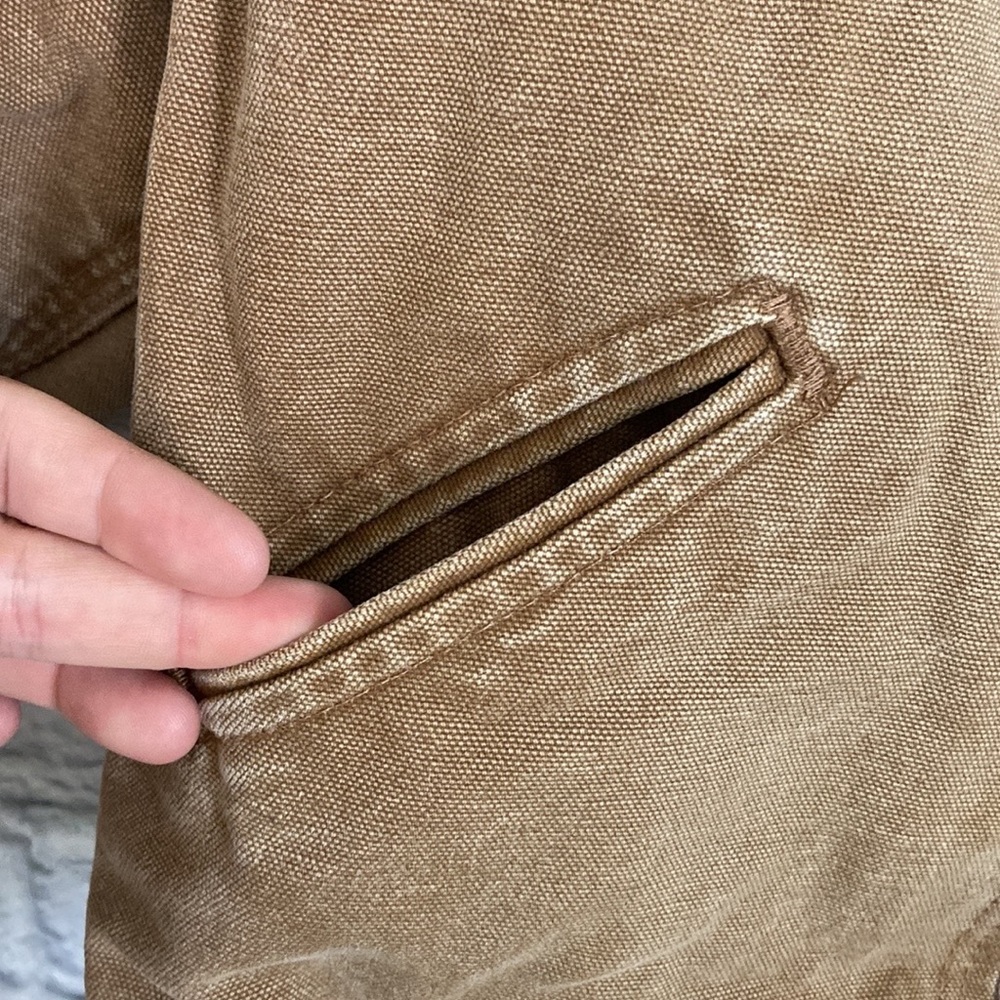 Boy's Vintage Carhartt Brown Canvas Zip Up Fleece Lined Jacket size Medium 8 - Picture 4 of 15